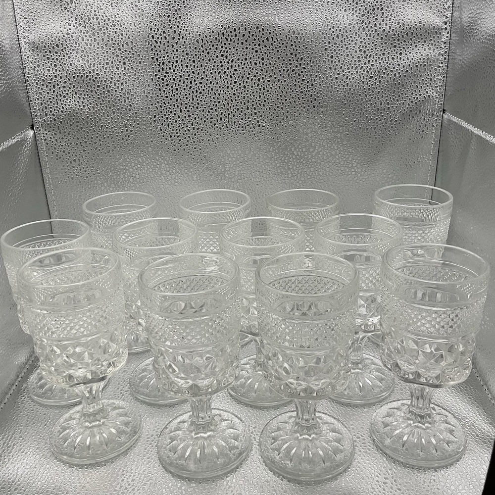 Anchor Hocking WEXFORD Water Wine Goblets Glasses VTG Set Of 12 W/ original Box